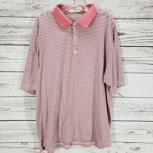 Fairway & Greene Men's Pink Striped 100%Cotton Golf Polo Shirt Size XL